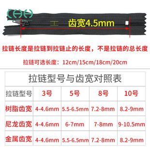 3号黑色闭尾尼龙拉链裤子拉链防开防滑衣服包包裙子裤袋配件拉锁