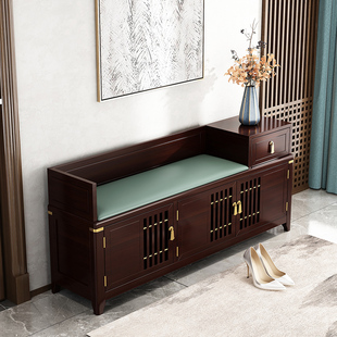 换鞋 凳进门凳实木鞋 柜凳多功能长条凳新中式 储物凳 凳家用门口穿鞋