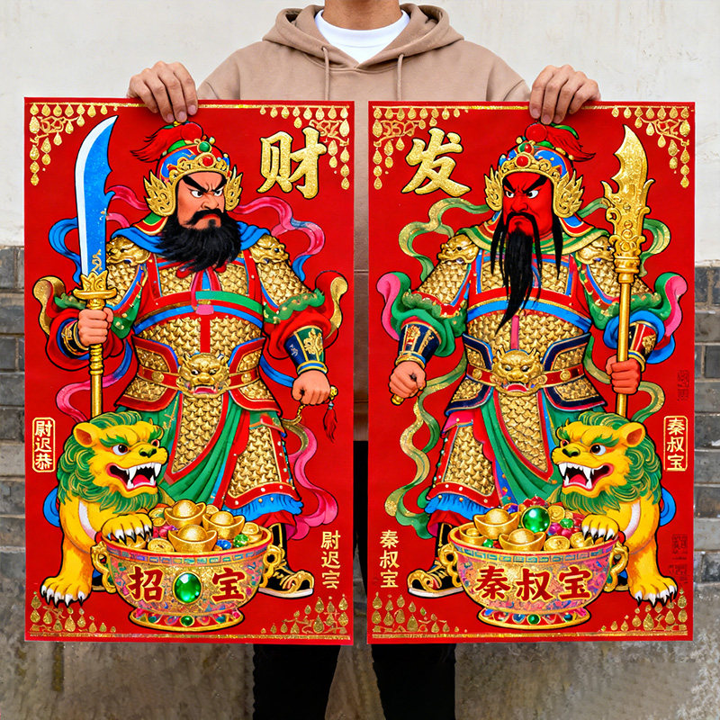 门神贴大门双门2026新年防水带胶单门画防盗门传统年画秦叔宝门贴,节庆用品/礼品,门神,淘宝优惠券,粉丝福利购,淘宝优惠卷
