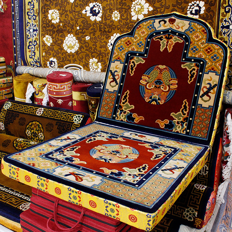 坐垫羊绒毛八吉祥上师法沙发靠背拜垫柔软舒适上师打坐垫