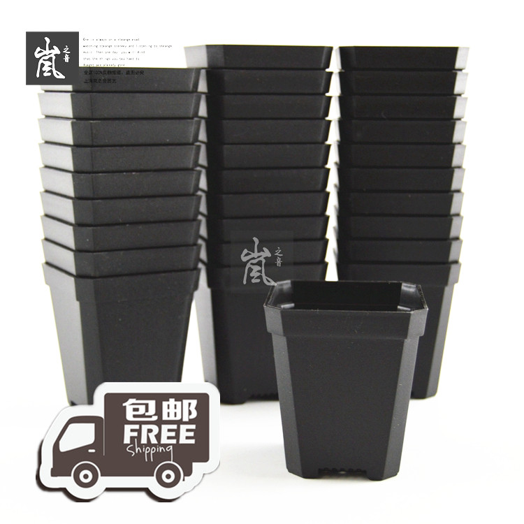 餐丨加强特厚m小方盆 多肉小黑白方 经典款加厚材质