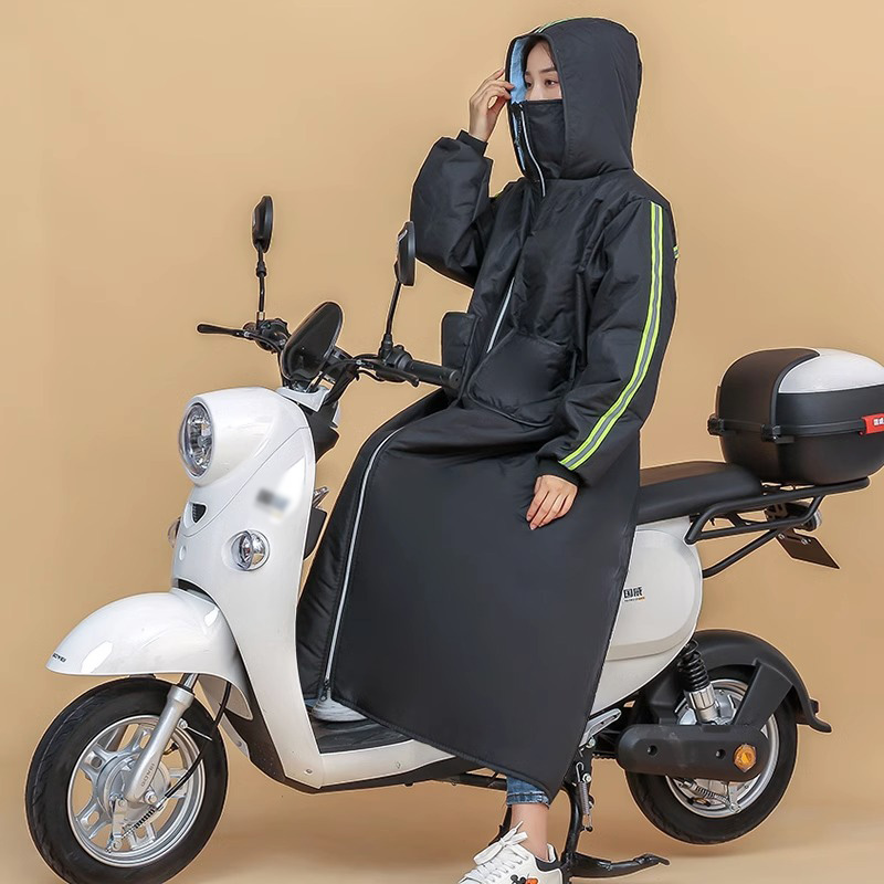 人车分离三合一体雨衣挡风被冬季款保暖加绒加厚女士电动车挡风衣