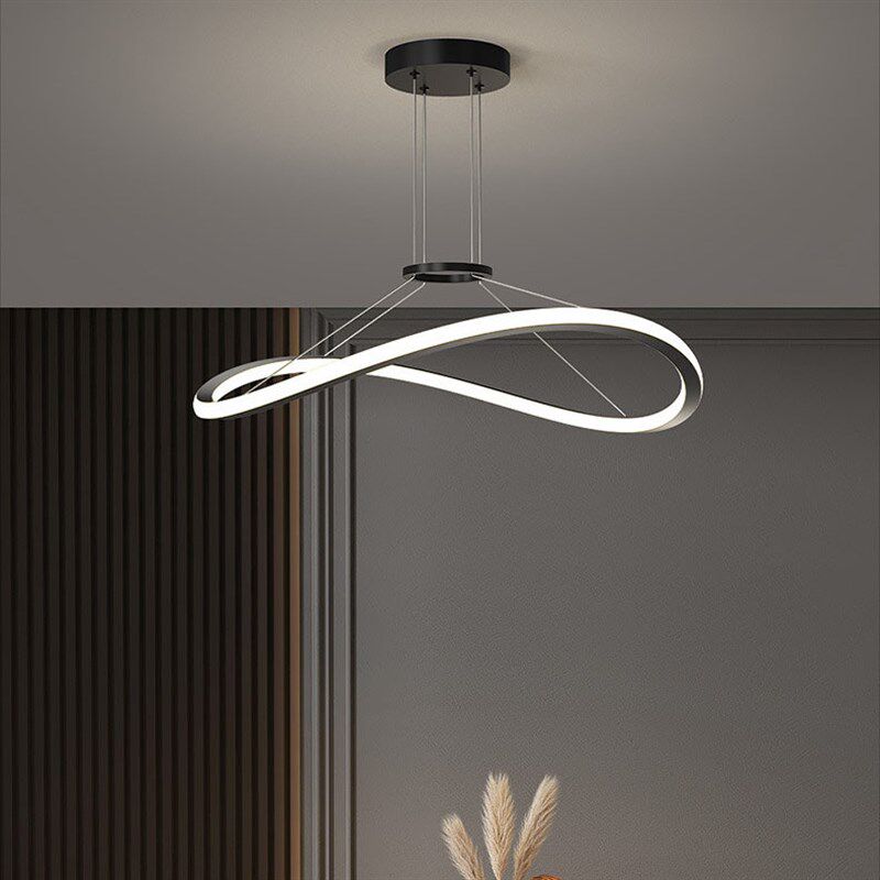 极简约线条铝材吊灯 95全光谱护眼餐厅灯 轻奢房间15平主卧室吊灯