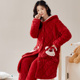 睡衣女保暖家居服 珊瑚绒三层夹棉加厚加绒2023新款 睡袍女款 秋冬季
