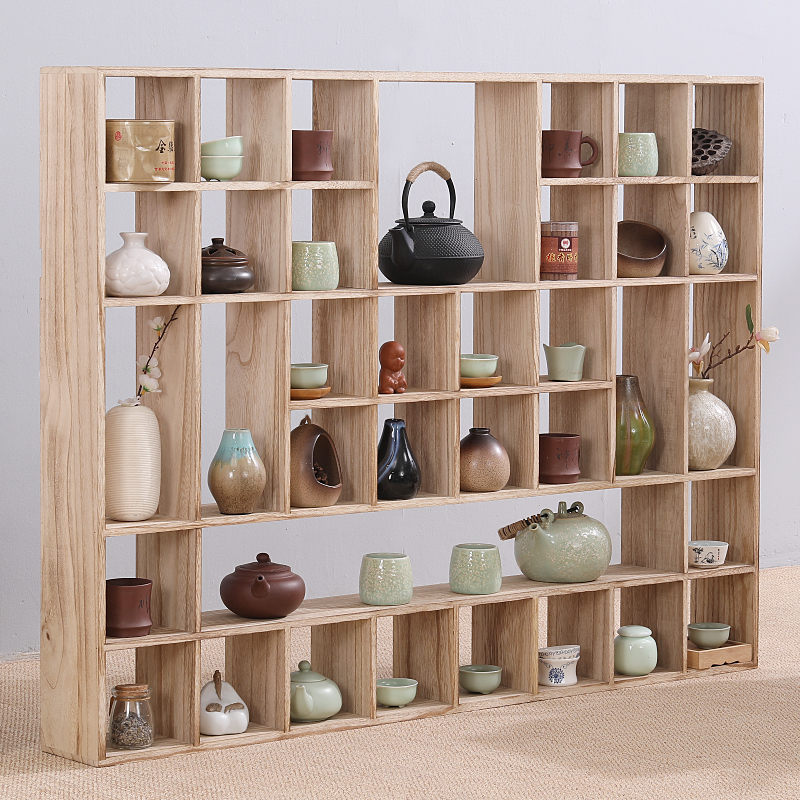 禅意茶杯架多宝格收纳架博古架茶壶茶具架置物架紫砂壶展示架壁挂
