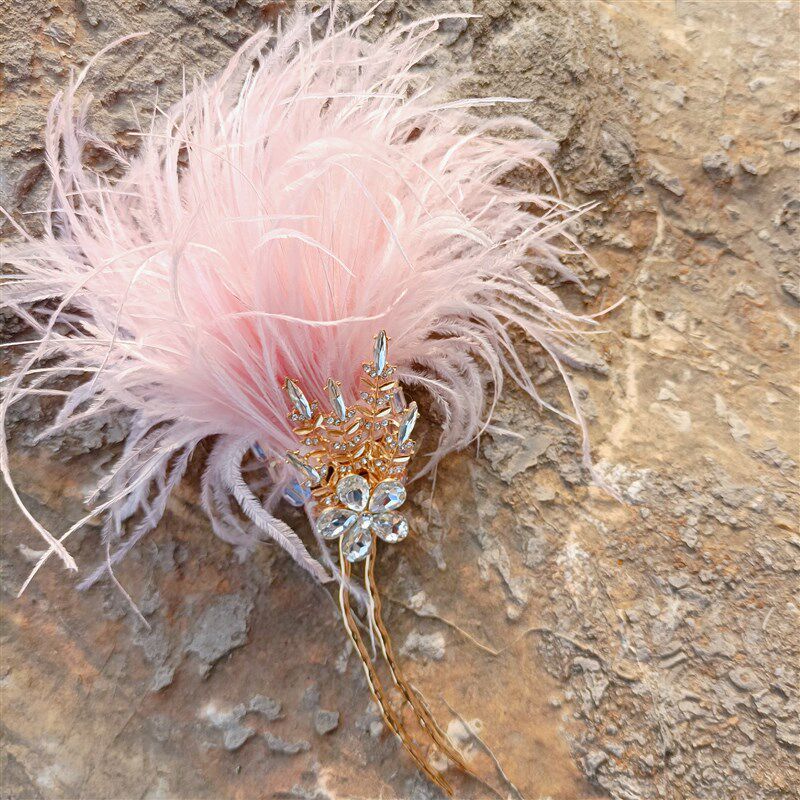 新中式结婚晨袍扇仙气古风羽毛扇汉服古装饰品团扇闺蜜拍照道具