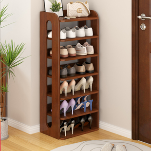 家用实木加宽多层鞋架子入户门口简易鞋柜宿舍狭窄空间室内置物架