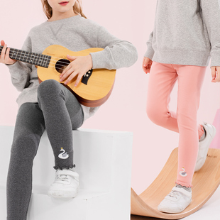 女童内搭裤秋装儿童裤子2023新款中大童外穿纯棉长裤加绒白色童装