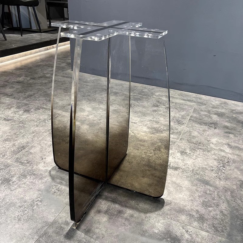 黑色渐变亚克力透明桌腿定制餐桌桌脚茶几岛台茶台支架十字型桌角