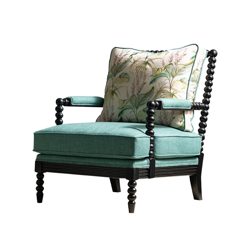 和年美家羽绒沙发美式乡村客厅家具实木布艺沙发单人休闲沙发椅子