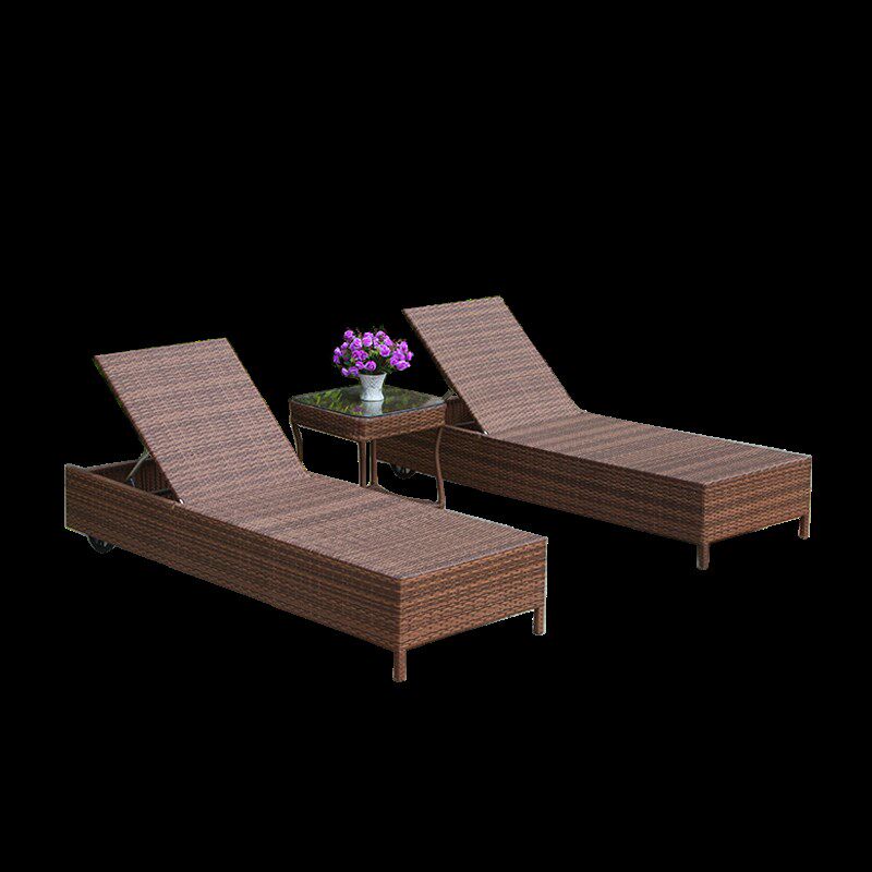 莫家户外躺椅午睡休闲别墅庭院游泳池沙滩椅露天露台阳台编藤躺床