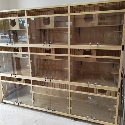 实木猫笼超大自由空间猫屋家用猫笼子定制宠物店繁育笼三层猫别墅