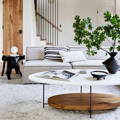 北欧简约表情实木双层茶几创意原木茶桌小户型大理石咖啡桌