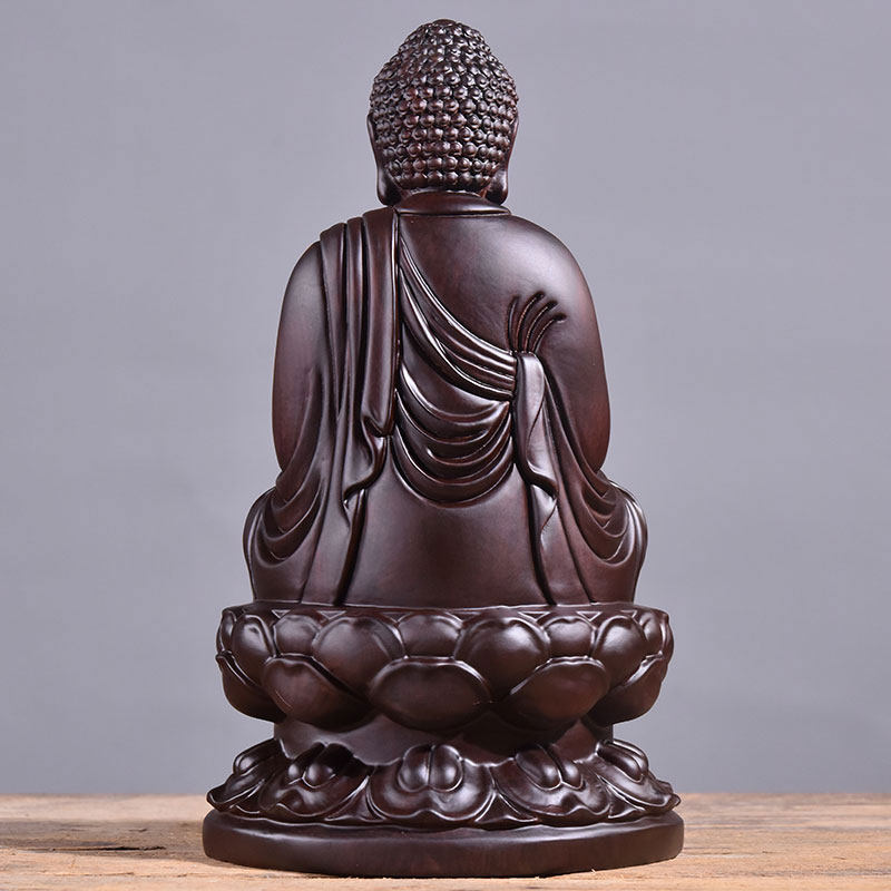 黑檀木雕大日如来佛祖摆件释迦摩尼牟尼佛像阿弥陀佛西方三圣师佛