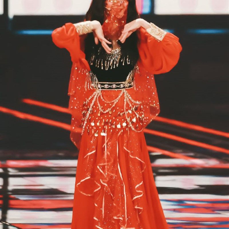 热巴新疆舞维族舞蹈服装演出服女少数民族 西域舞裙开场舞大摆裙