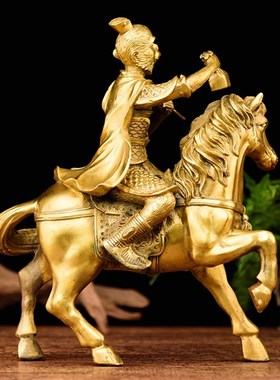 纯铜马上封侯摆件家居办公室铜马工艺品客厅摆设招财礼品中式