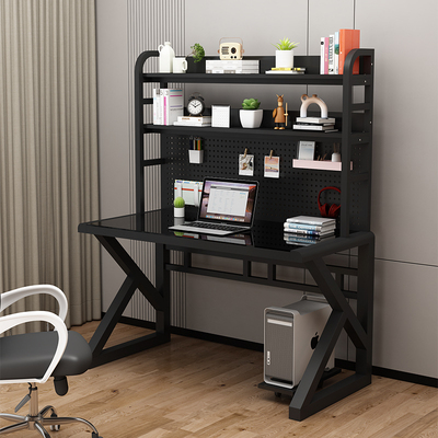 台式电脑桌家用书桌书架一体组合小户型学习桌子洞洞板卧室办公桌