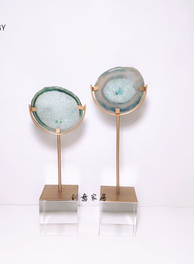 轻奢创意北欧欧式玛瑙片家居客厅桌面房间办公室软装饰品原石摆件