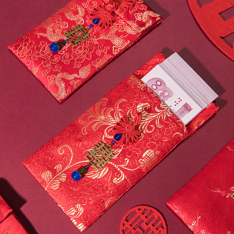 2022年利是封订婚专用红包布袋结婚随份子闺蜜大红色包万元大号高