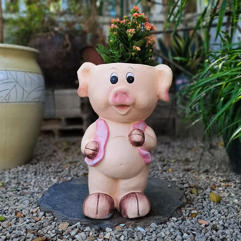 创意卡通动物摆件院子造景户外花园装饰品可爱小猪花盆幼儿园布置