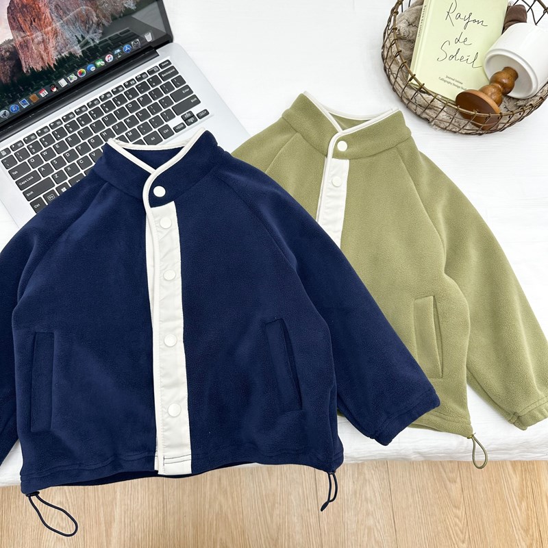 男童秋冬装薄绒外套2023新款儿童柔软弹力双面绒冬季校服内搭保暖