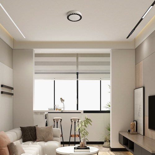 极简客厅无主灯设计圆形斗胆灯格栅灯卧室吸顶式射灯led明装筒灯