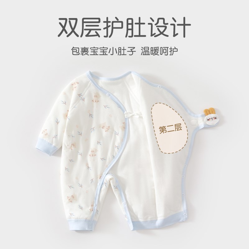 新生儿婴儿连体衣秋冬新款夹棉初生宝宝秋季保暖衣服a类52码秋装9