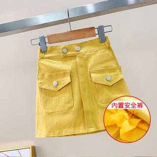 2022夏天儿童包裙半身裙女童牛仔裙裤小女孩A字裙薄款中大童短裙