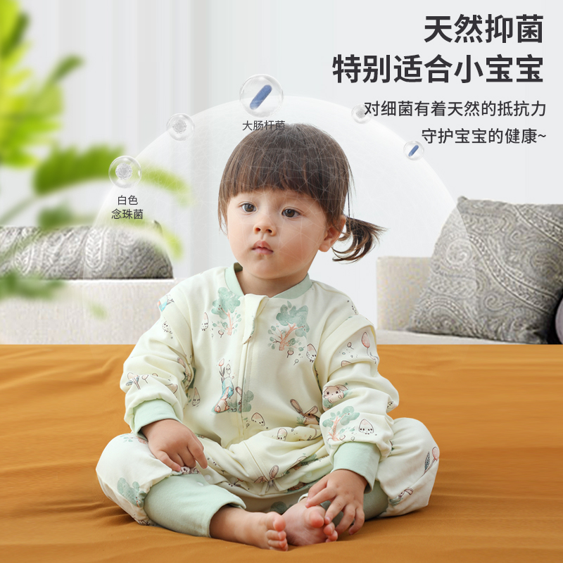 婴儿童睡袋春秋冬款恒温双层纯棉连体服宝宝空调房防踢被分腿睡衣