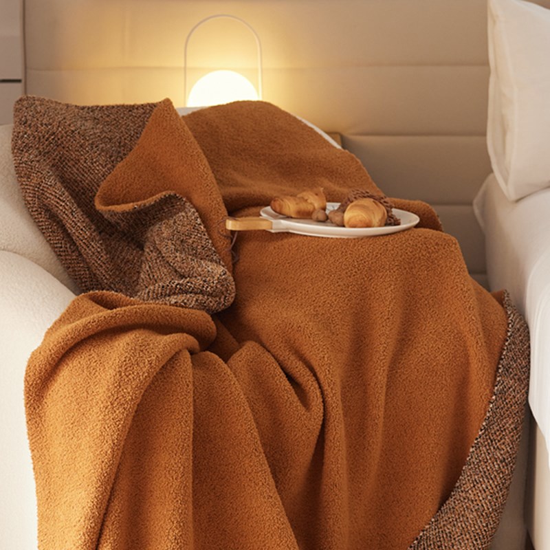 A类母婴级半边绒毛毯针织毯沙发毯办公室毯毛巾毯北欧风床尾盖毯