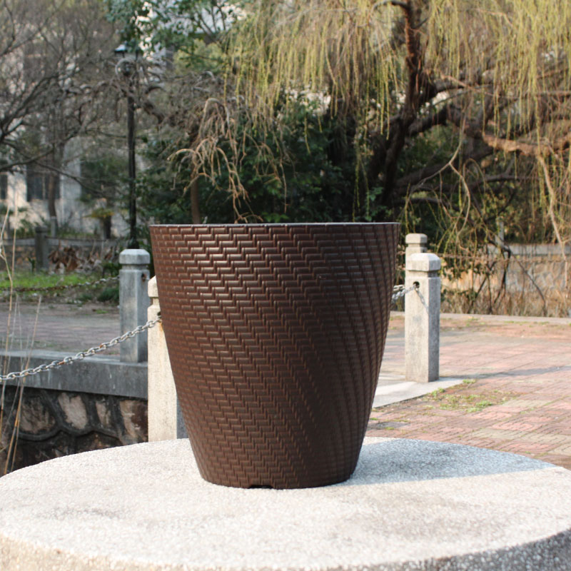 塑料花盆加仑盆种植盆圆形花盆藤编花盆绿萝盆月季花盆大花盆p492