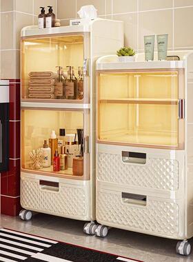 德国Enna收纳柜床头柜多层透明置物架可移动家用带轮塑料储物柜
