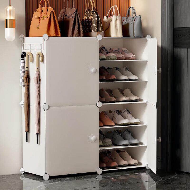 简易鞋柜门口鞋架子多层防尘玄关塑料收纳树脂组装