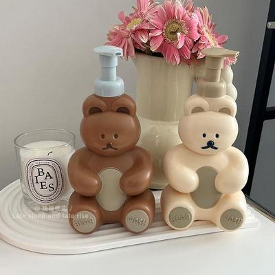 日本小熊按压起泡瓶洗手液洗发水沐浴露乳液分装瓶大容量慕斯拼