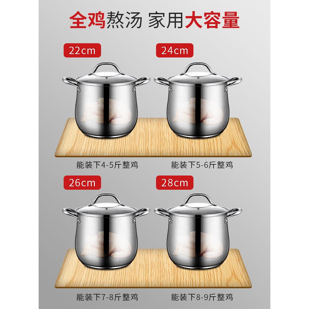 德国家用厨房304不锈钢汤锅多层加厚大容量炖锅电磁炉煤气灶专用