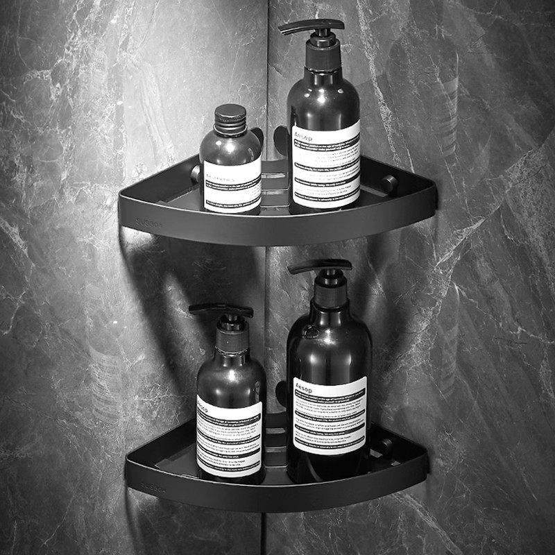 德国浴室不锈钢置物架化妆室壁挂式卫浴用品沐浴露三角蓝收纳层架