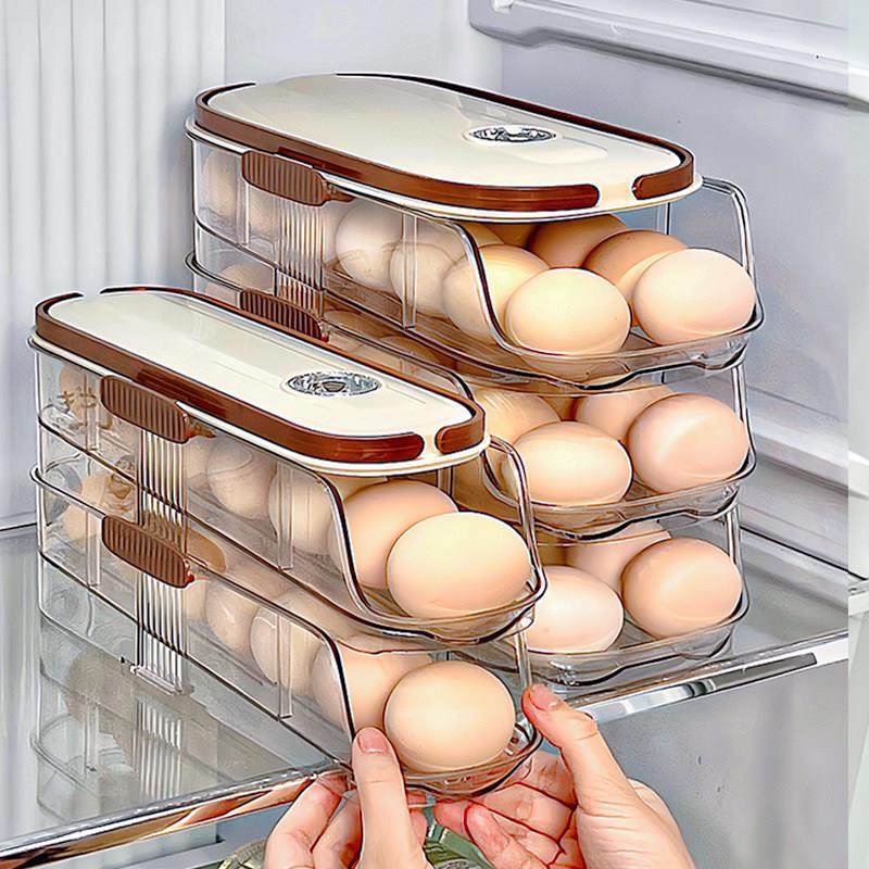德国鸡蛋收纳盒冰箱专用食品级厨房保鲜整理盒自动滚蛋补位鸡蛋盒,餐饮具,鸡蛋托,淘宝优惠券,粉丝福利购,淘宝优惠卷