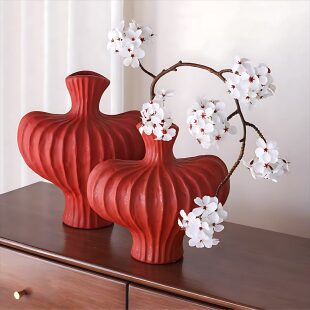 【贺新年】红色喜庆陶瓷花瓶创意美人肩花器玄关插花装饰摆件礼物