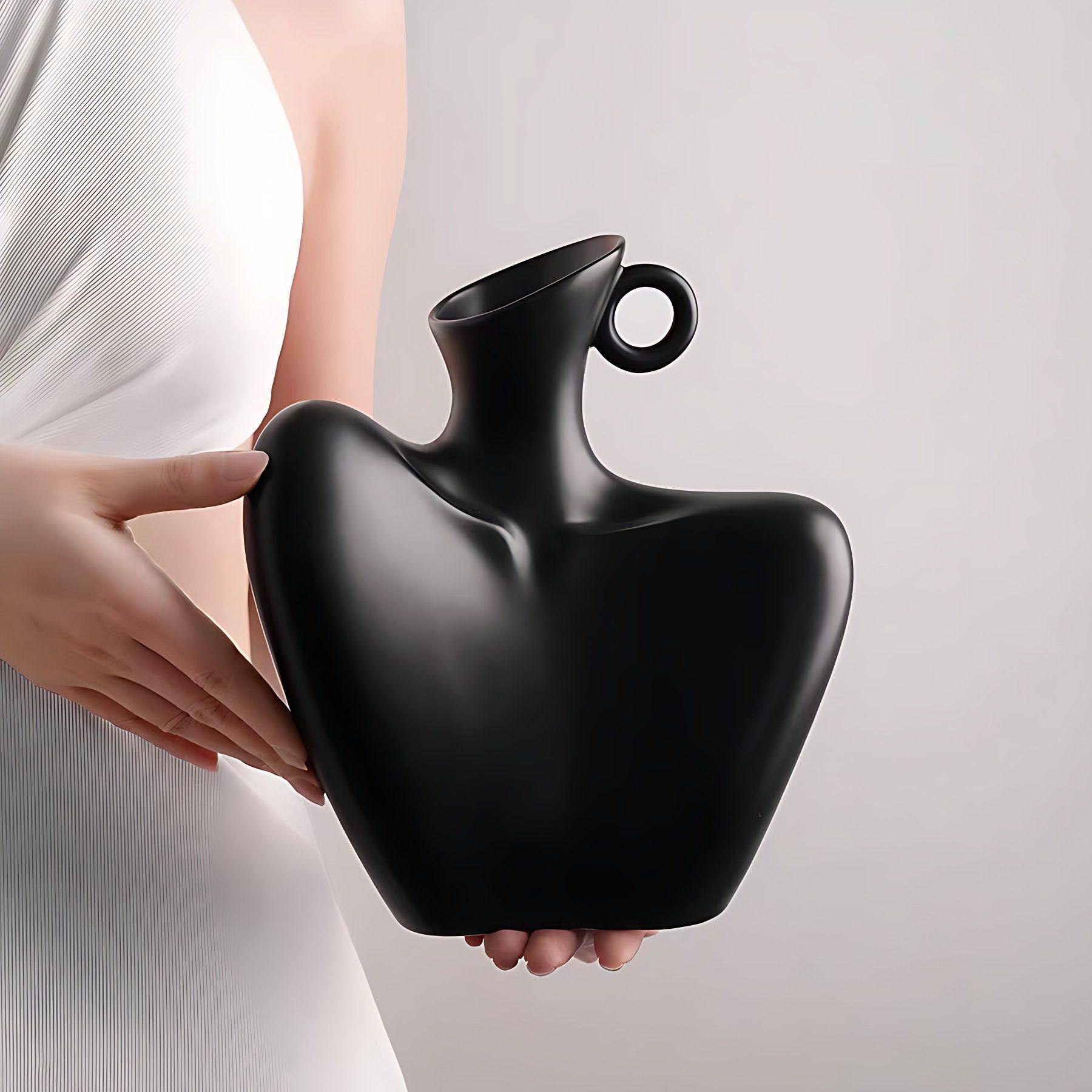 高级感小众设计感美人肩陶瓷花瓶电视机柜客厅插花花器装饰摆件