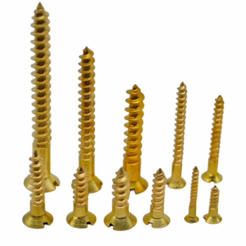 黄铜自攻螺丝金色木螺丝仿古家具合页铰链一字沉头开关装饰小螺钉