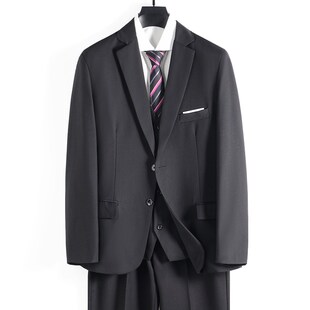 面试西装男韩版时尚黑色伴郎服西服套装西裤马甲三件套修身潮G88
