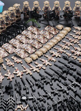 战狼武人特种兵部童n军事装仔男孩拼装积木小人偶士兵儿队拼图玩