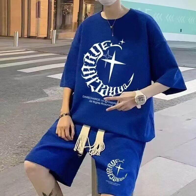 夏季五分裤五分袖两件套运动跑步休闲运动套装
