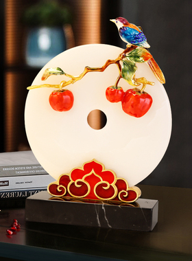 新中式摆件高端玉石扣客厅轻奢电视柜酒Q柜办公室软装饰品