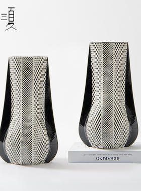 蛇纹菱形花器电视柜旁r客厅茶几摆件酒店样板房间软装饰品简约