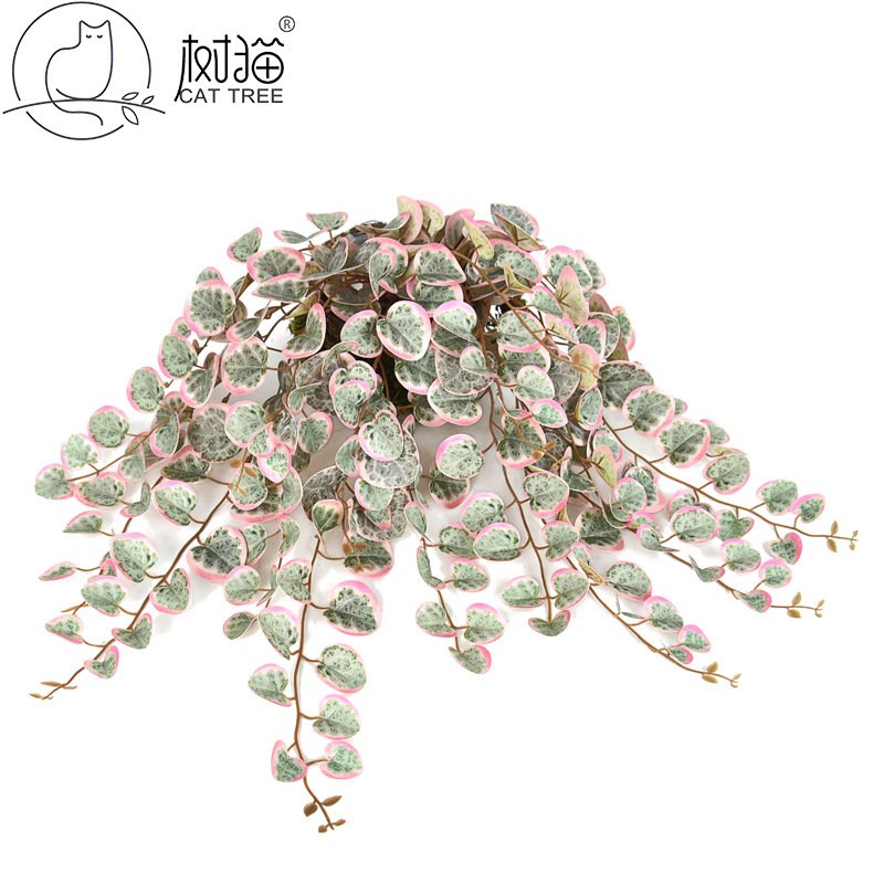 2024仿真壁挂植物3d打印金钱叶人造尤加利假花装饰管道缠绕小藤蔓