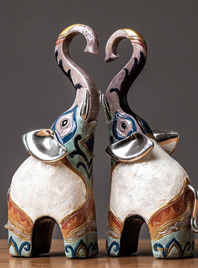 新中式大象摆件j创意办公室桌面客厅酒柜电视柜玄关博古架装饰