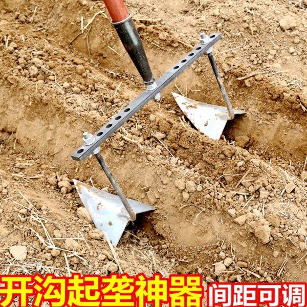 三角锄头开沟松土神器农用翻地挖沟犁头加厚锰钢铲子小型起垄工具