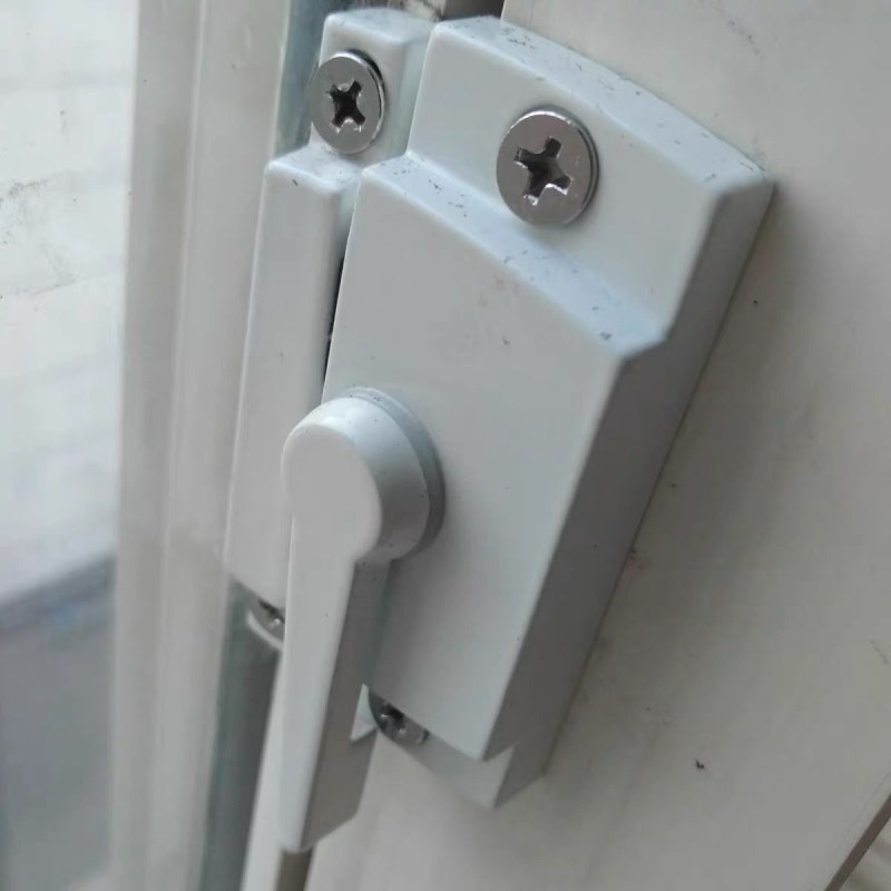 老式塑钢门窗月牙锁铝合金门锁搭扣推拉窗M户锁扣移门平面勾锁白