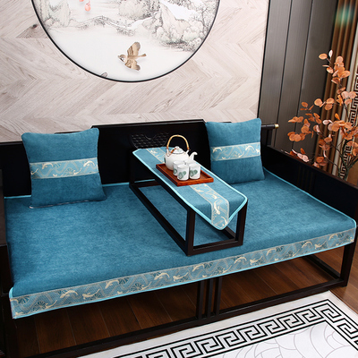 新款四季通用防i滑沙发垫新中式实木沙发套罩罗汉床盖布坐垫巾定